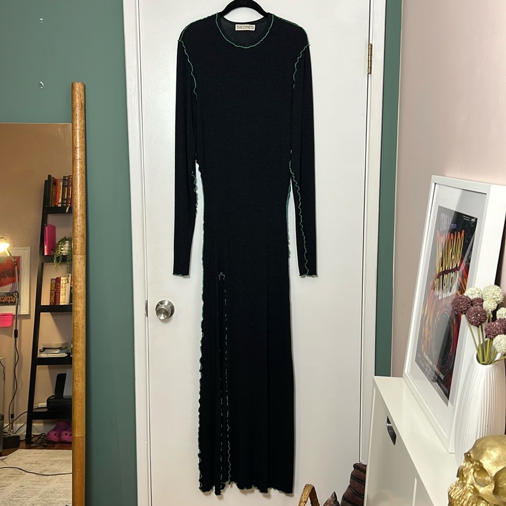 SIEDRÉS Grey Stretch-Jersey Long Sleeve Maxi Dress - Size 06